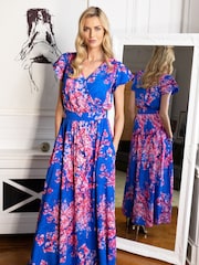 HotSquash Blue Chiffon Wrap Top Maxi Dress - Image 1 of 7