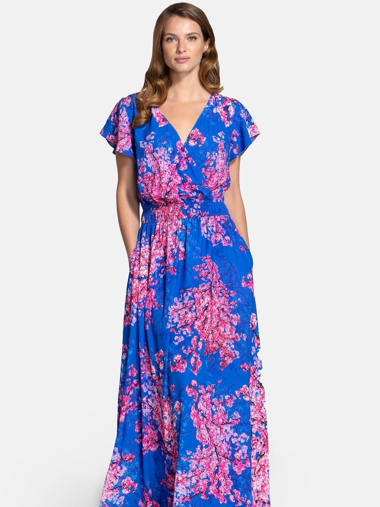 HotSquash Blue Chiffon Wrap Top Maxi Dress - Image 4 of 7
