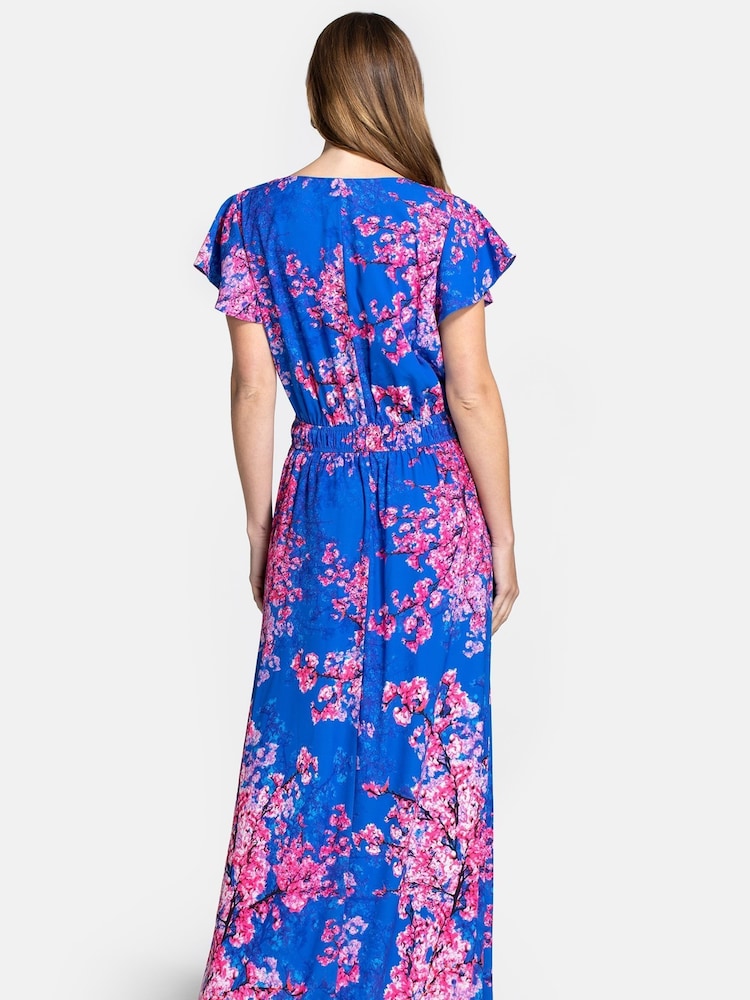 HotSquash Blue Chiffon Wrap Top Maxi Dress - Image 5 of 7