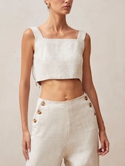 Alohas White Molly 100% Linen Tank Top - Image 3 of 5