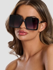 South Beach Black 70'S Oversized Square Sunglasses - Image 1 of 2