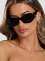 South Beach Black Slim Round Sunglasses - Image 2 of 2
