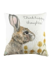 Evans Lichfield Multicolour Hand Painted Woodland Hare Cushion - Image 1 of 3