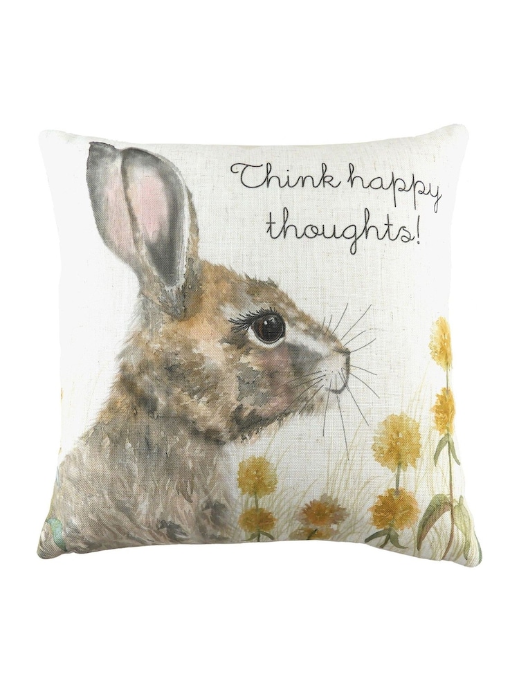 Evans Lichfield Multicolour Hand Painted Woodland Hare Cushion - Image 1 of 3