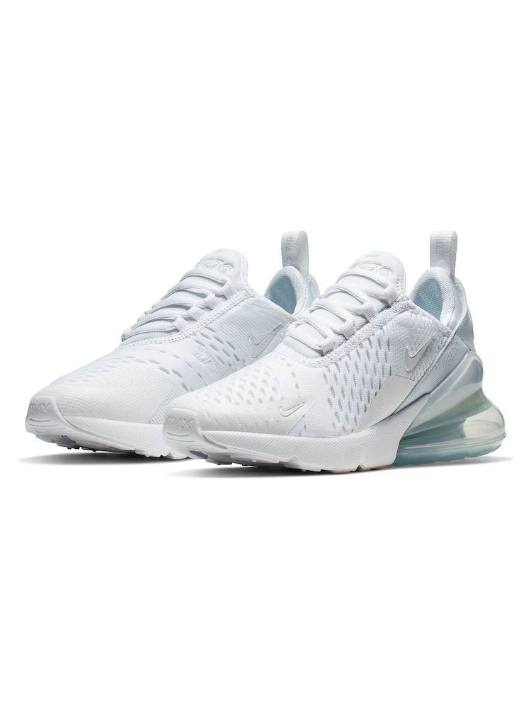 Wit/vaal aquablauw - Nike Air Max 270 jeugdsportschoenen - Image 3 of 6