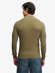 Superdry Green Knitted Long Sleeve Polo Shirt With Tipping Detail - Image 3 of 6