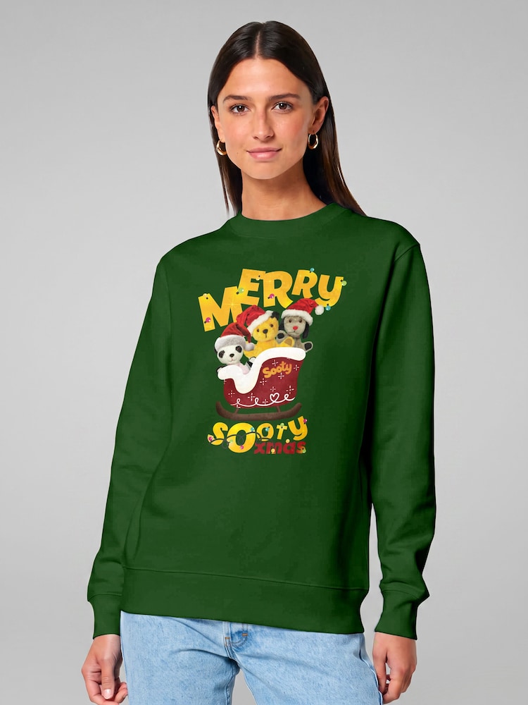 All + Every Merry Sooty Xmas Christmas Sleigh Sweatshirt - 4şəkildən 1 şəkil