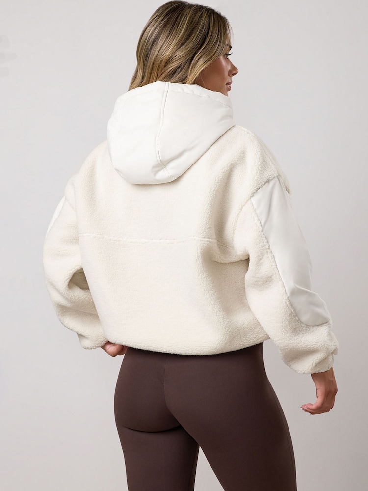 Gym King White Borg Fleece Jacket - Image 2 of 4