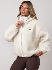 Gym King White Borg Fleece Jacket - Image 3 of 4