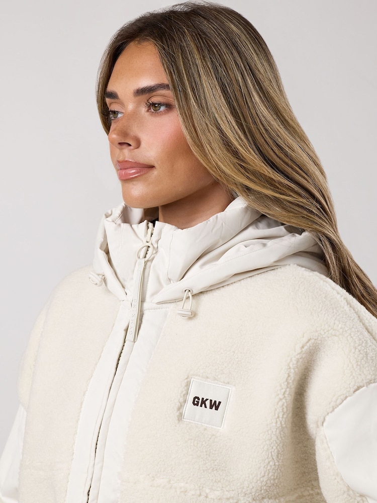 Gym King White Borg Fleece Jacket - Image 4 of 4