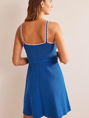 Boden Blue Crochet Edge Rib Dress - Image 2 of 6