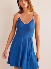 Boden Blue Crochet Edge Rib Dress - Image 3 of 6