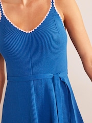 Boden Blue Crochet Edge Rib Dress - Image 4 of 6