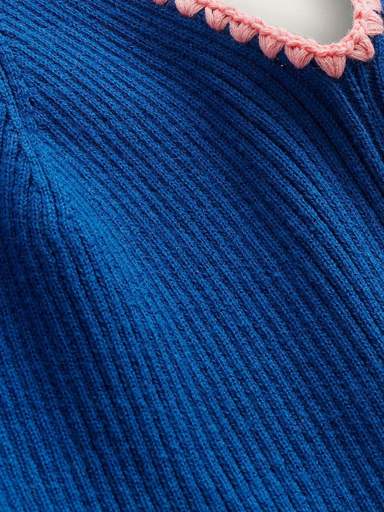 Boden Blue Crochet Edge Rib Dress - Image 6 of 6