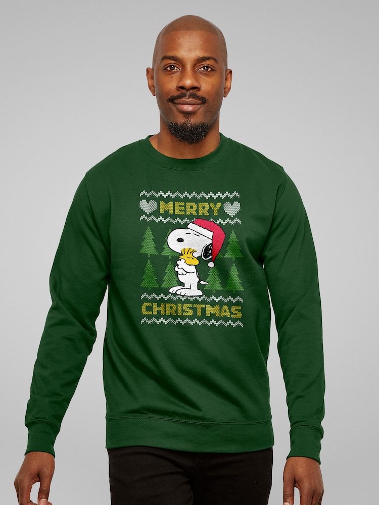 All + Every Green Peanuts Snoopy Hugs Merry Christmas Knit Sweatshirt - Image 2 of 4 All + Every Green Peanuts Snoopy Hugs Merry Christmas Knit Sweatshirt - Image 2 of 4