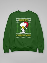 All + Every Green Peanuts Snoopy Hugs Merry Christmas Knit Sweatshirt - Image 4 of 4