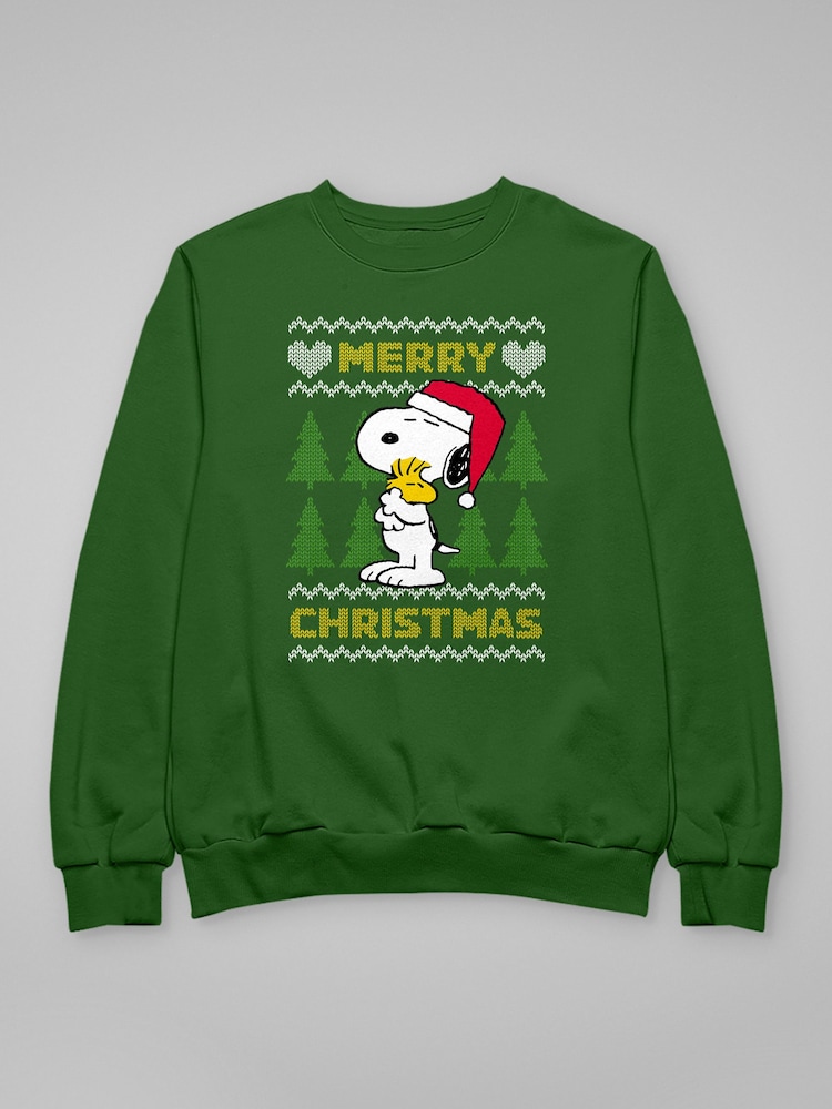 All + Every Green Peanuts Snoopy Hugs Merry Christmas Knit Sweatshirt - Image 4 of 4 All + Every Green Peanuts Snoopy Hugs Merry Christmas Knit Sweatshirt - Image 4 of 4