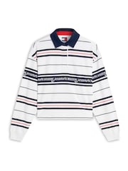Tommy Jeans Natural Repeat Logo Relaxed Rugby Shirt - Image 1 of 1