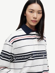 Tommy Jeans Natural Repeat Logo Relaxed Rugby Shirt - Image 3 of 7