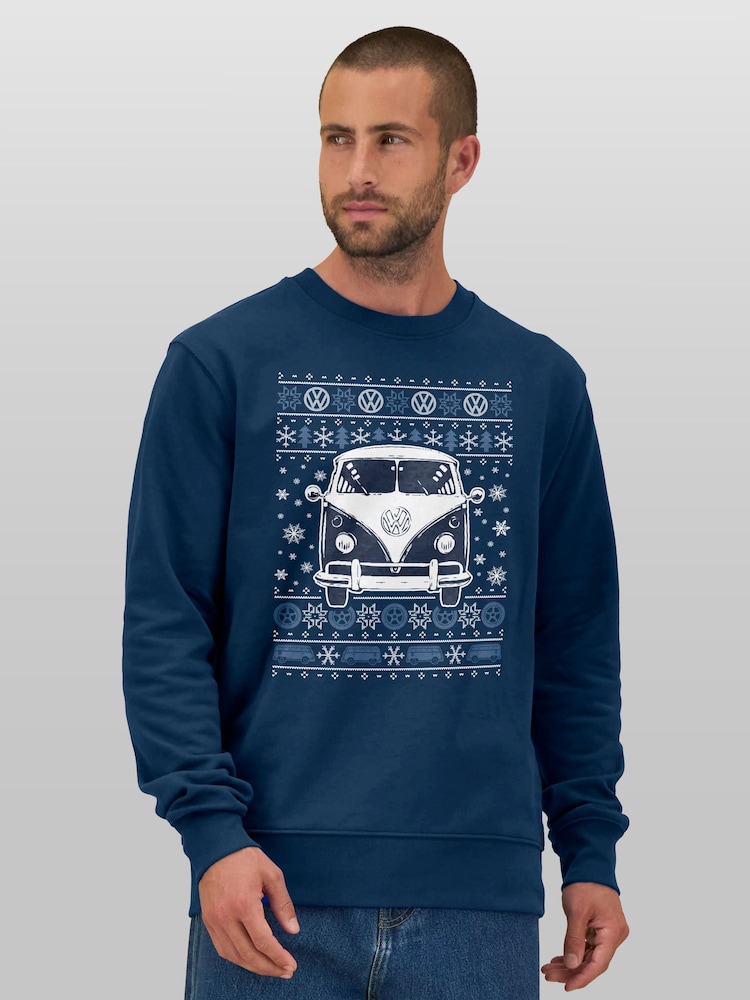 All + Every Blue Camper Christmas Knit Sweatshirt - Image 2 of 4 All + Every Blue Camper Christmas Knit Sweatshirt - Image 2 of 4
