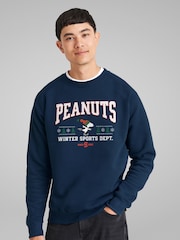 All + Every Blue Peanuts Winter Sports Dept Christmas Men's Sweatshirt - Image 2 of 4