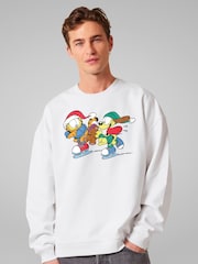 All + Every White Garfield And Odie Christmas Ice Skating Sweatshirt - Image 1 of 4