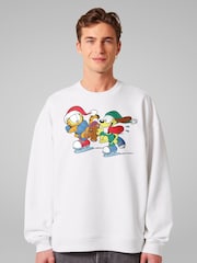 All + Every White Garfield And Odie Christmas Ice Skating Sweatshirt - Image 2 of 4