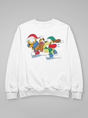 All + Every White Garfield And Odie Christmas Ice Skating Sweatshirt - Image 3 of 4