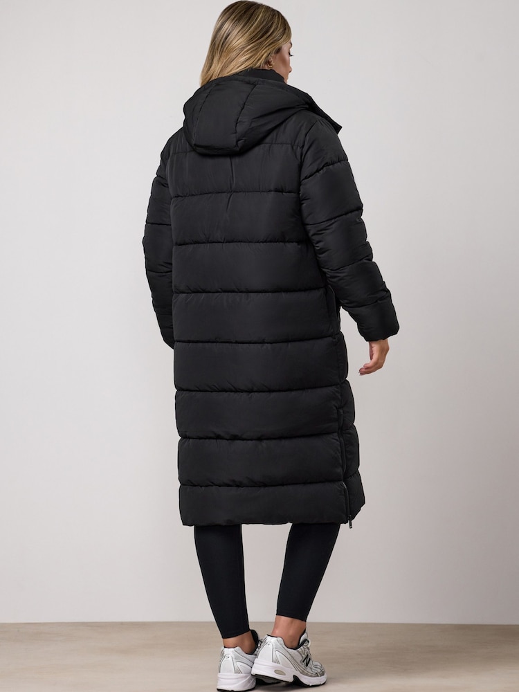 Gym King Black Longline Quilted Puffer Coat - Image 2 of 4 Gym King Black Longline Quilted Puffer Coat - Image 2 of 4