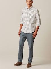 Ecru White/Blue Mini Tattersall Easy Iron Button Down Oxford Shirt - Image 2 of 9