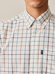 Ecru White/Blue Mini Tattersall Easy Iron Button Down Oxford Shirt - Image 4 of 9