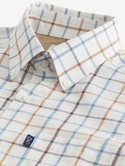 Ecru White/Blue Mini Tattersall Easy Iron Button Down Oxford Shirt - Image 8 of 9