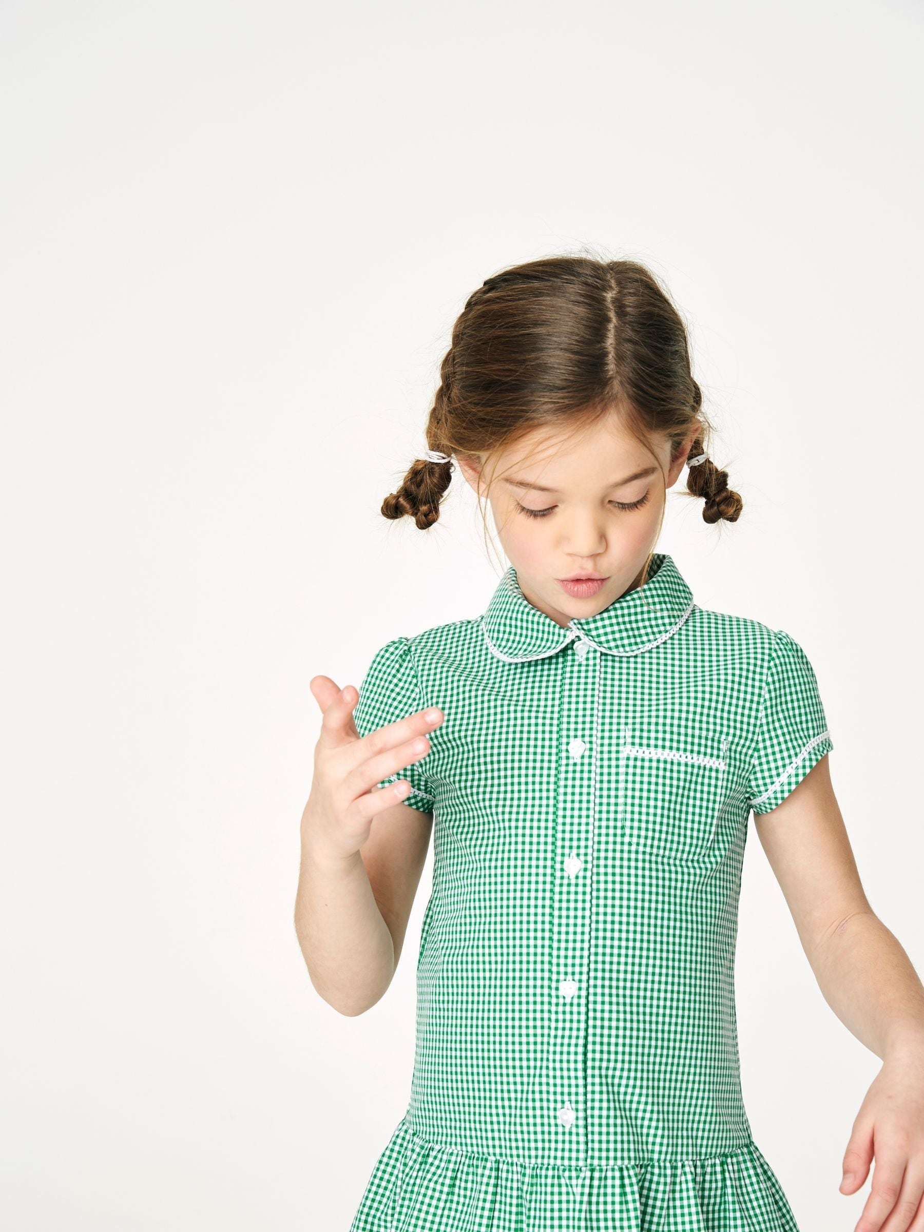 Green checked school dress store