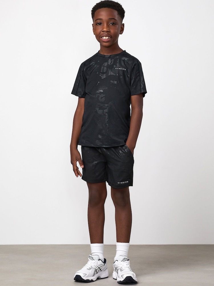 Gym King Black Debossed Camo Shorts - Image 1 of 4
