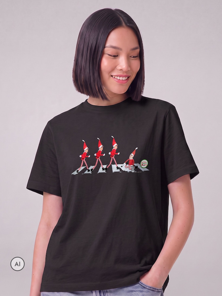 All + Every Black Elves Behavin Badly Abbey Road Parody Christmas T-Shirt - Image 2 of 4 All + Every Black Elves Behavin Badly Abbey Road Parody Christmas T-Shirt - Image 2 of 4