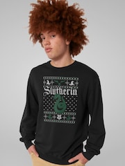 All + Every Black Harry Potter Christmas Slytherin Sweatshirt - Image 1 of 4