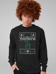 All + Every Black Harry Potter Christmas Slytherin Sweatshirt - Image 2 of 4