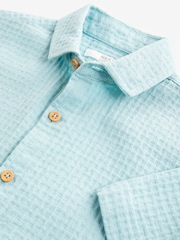 Blue 100% Cotton Short Sleeve Textured Shirt (3-16yrs) - Image 1 of 3