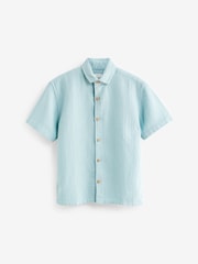 Blue 100% Cotton Short Sleeve Textured Shirt (3-16yrs) - Image 2 of 3