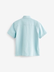 Blue 100% Cotton Short Sleeve Textured Shirt (3-16yrs) - Image 3 of 3