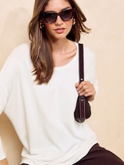 Fildeș - Friends Like These V-Neck Long Sleeve Tunic - Imaginea 2 din 6