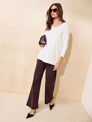 Fildeș - Friends Like These V-Neck Long Sleeve Tunic - Imaginea 3 din 6
