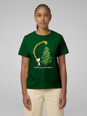All + Every Green Peanuts Snoopy Woodstock Brighten Your Christmas T-Shirt - Image 2 of 4