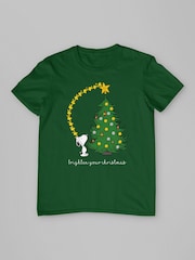 All + Every Green Peanuts Snoopy Woodstock Brighten Your Christmas T-Shirt - Image 3 of 4