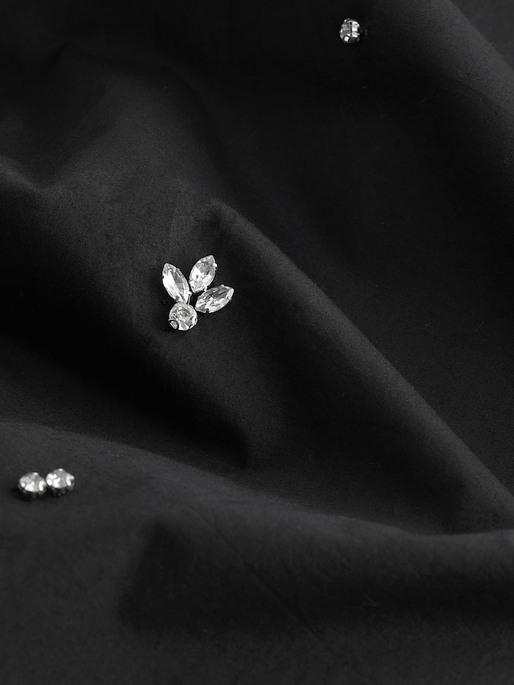 Black Gem Embellished Long Sleeve Shirt - Image 9 of 9