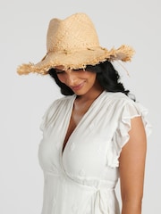 South Beach Frayed Edge Fedora with Starfish Decal - Bild 1 von 2