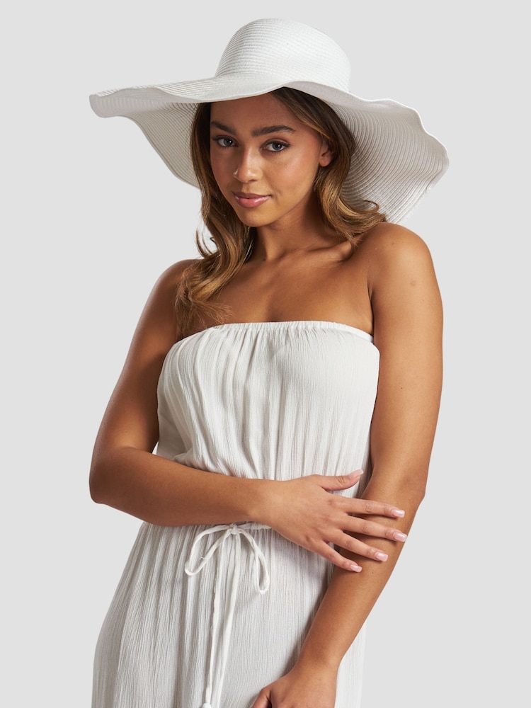 South Beach White Wide Brim Floppy Hat - Image 1 of 4