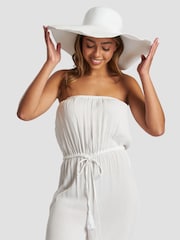 South Beach White Wide Brim Floppy Hat - Image 4 of 4
