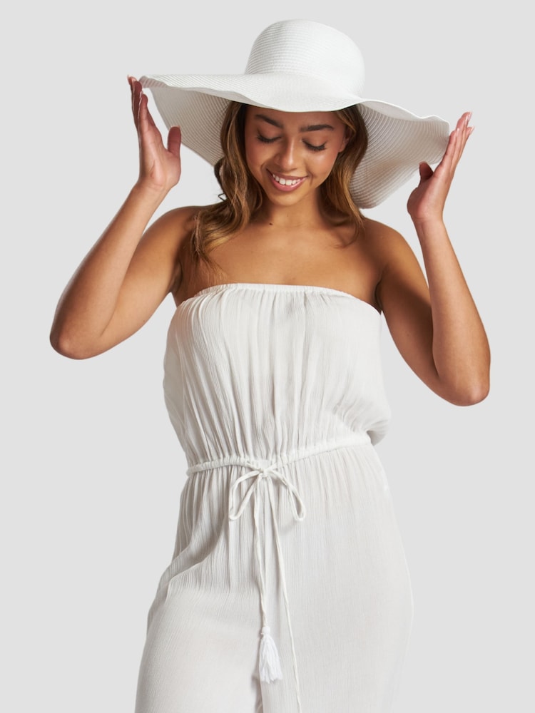 South Beach White Wide Brim Floppy Hat - Image 4 of 4