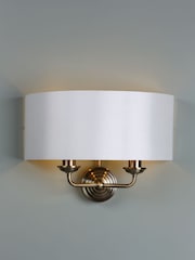 Laura Ashley Brass Sorrento 2 Light Wall Light Lamp Shade - Image 1 of 5
